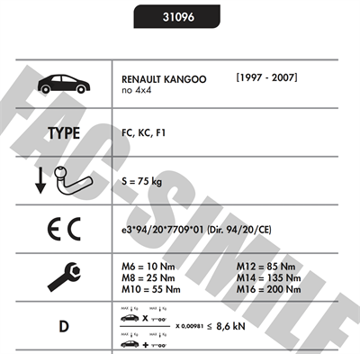 YATAY SÖKTAK Renault Kangoo 1997-2007