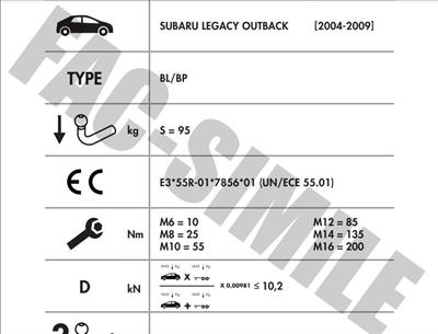 YATAY SÖKTAK SUBARU LEGACY
