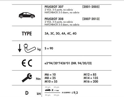 DİKEY SÖKTAK PEUGEOT 307 - 308 