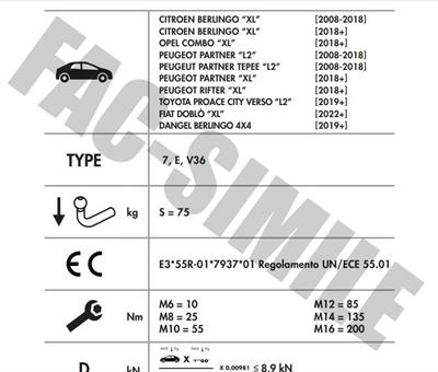 YATAY SÖKTAK UZUN ŞASE CİTROEN  BERLİNGO -  PEUGEOT PARTNER - RİFTER - TOYOTA PROACE CİTY - FİAT DOBLO - OPEL COMBO - PARTNER TEPE