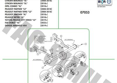 Dikey Sök-Tak Gizli Model UZUN ŞASE CİTROEN  BERLİNGO -  PEUGEOT PARTNER - RİFTER - TOYOTA PROACE CİTY - FİAT DOBLO - OPEL COMBO - PARTNER TEPE