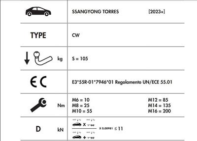 YATAY SÖKTAK SSANGYONG TORRES