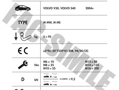 VOLVO S40 - V50  YATAY SÖKTAK