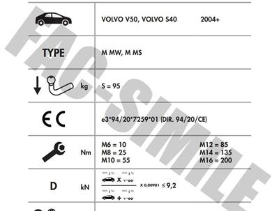 VOLVO S40 - V50  DİKEY SÖKTAK