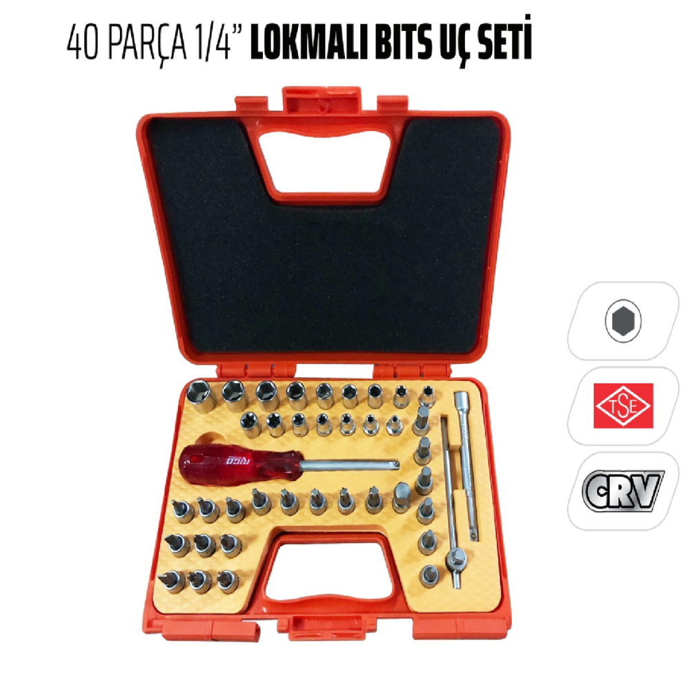 Ri̇co 40 Parça 1/4” Lokmalı Bits Uç Seti