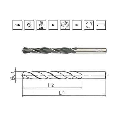 MTE Makina Takım 9.8 mm HSS DIN 338 Silindirik Saplı Matkap Ucu Haddeli - B00000010980