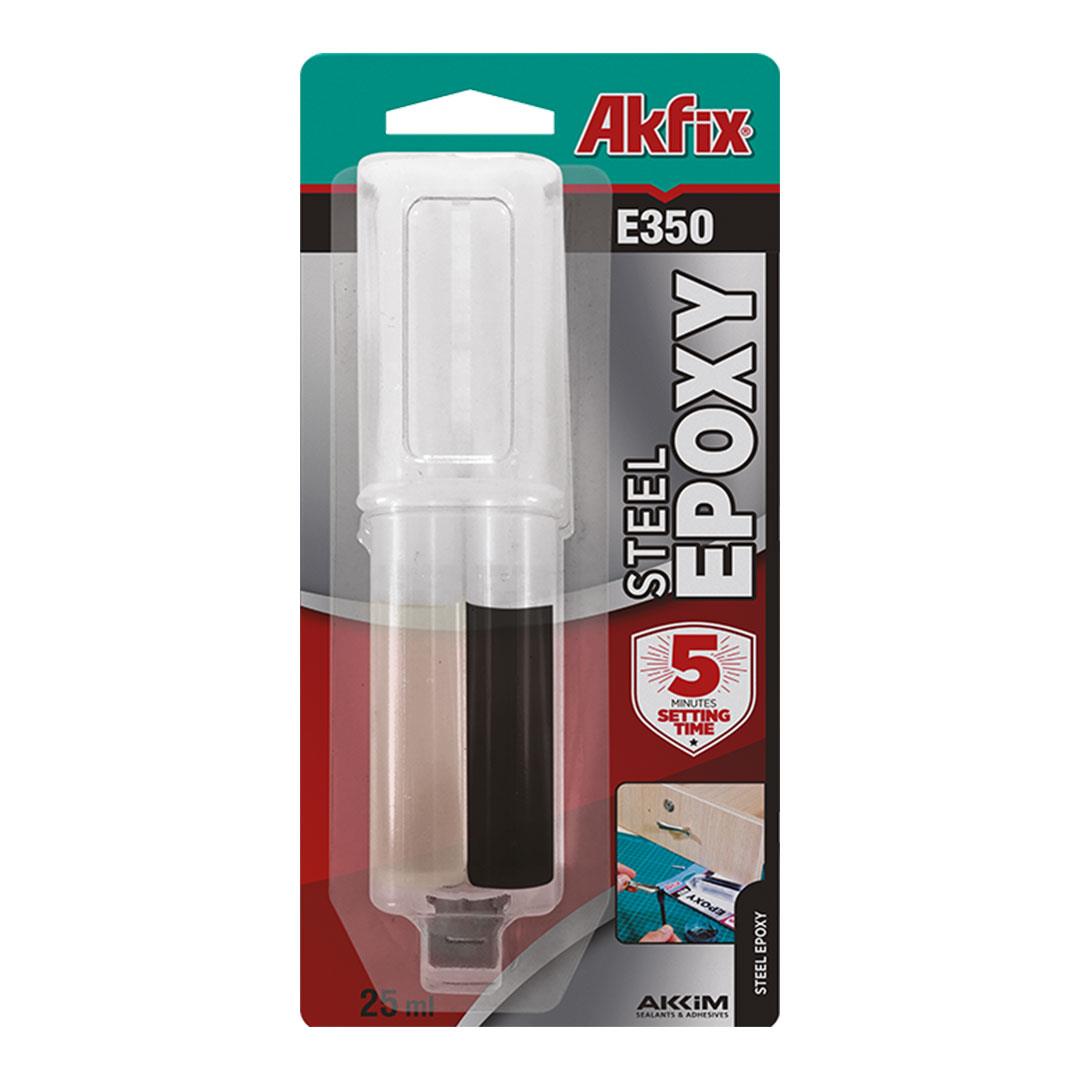Akfix E-350 Epoksi Çelik Yapıştırıcı Şırınga Siyah 25 ml