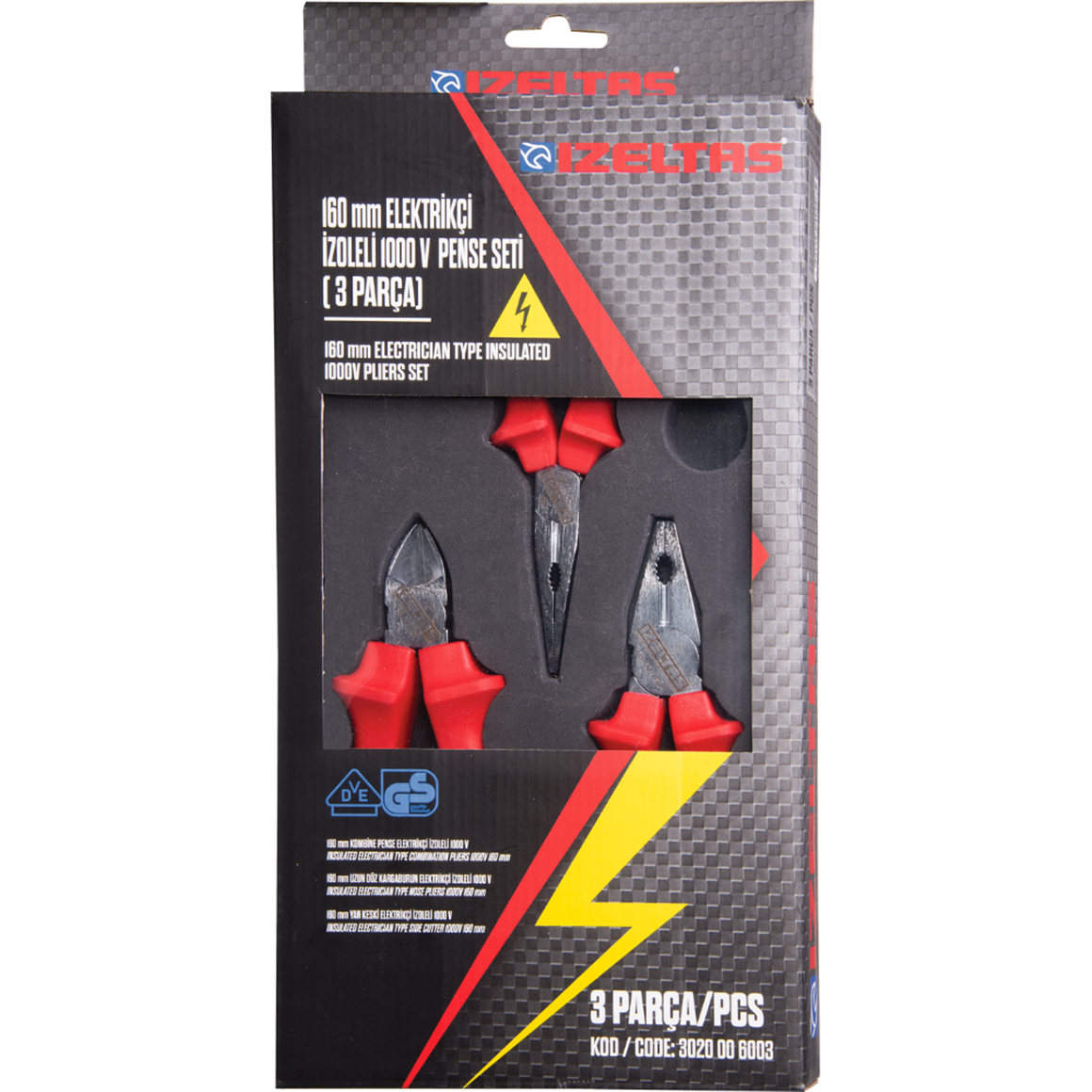 İZELTAŞ 160 MM ELEKTRİKÇİ İZOLELİ 1000 V  SETİ ( 3 PARÇA )