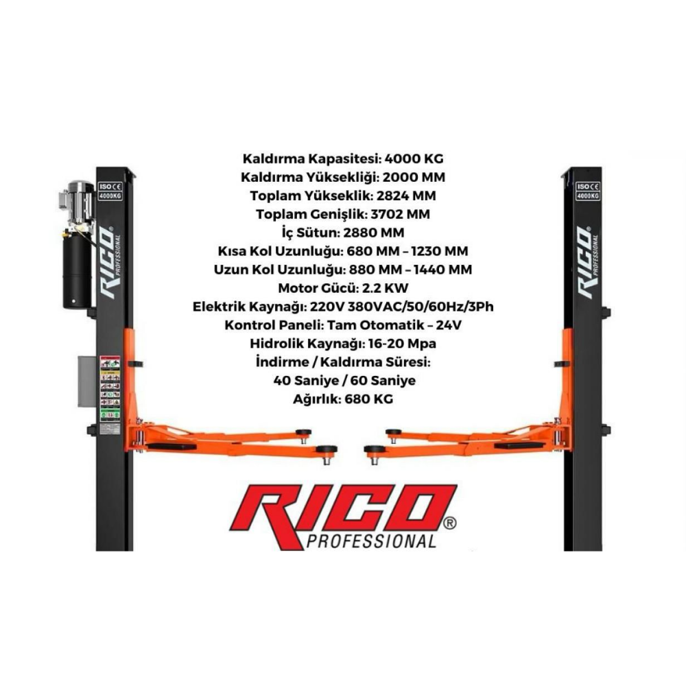 Ri̇co Araç Lifti 4 Ton