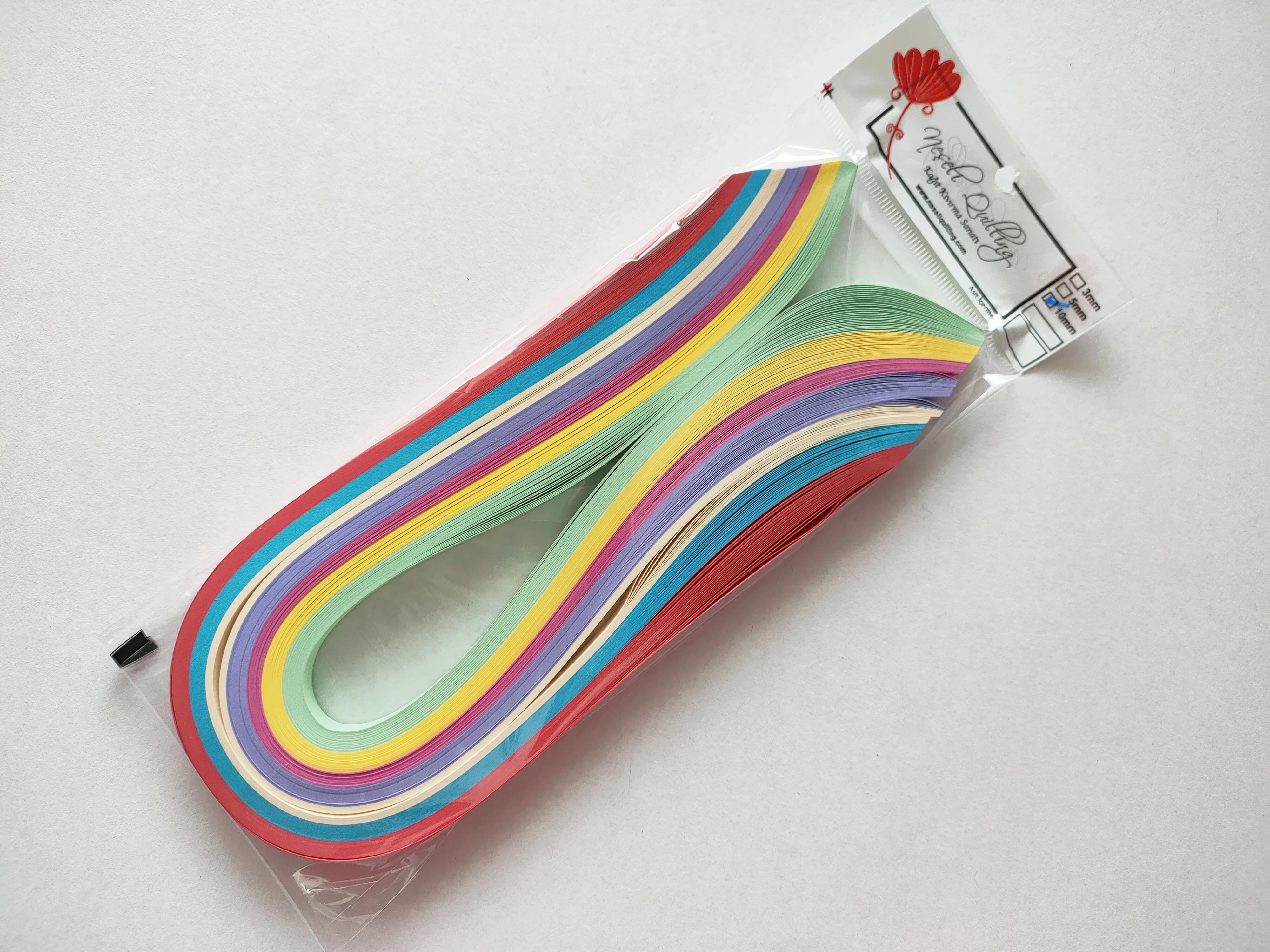 10mm KARIŞIK 10 RENKLİ 100 ADET QUILLING KAĞIT ŞERİT