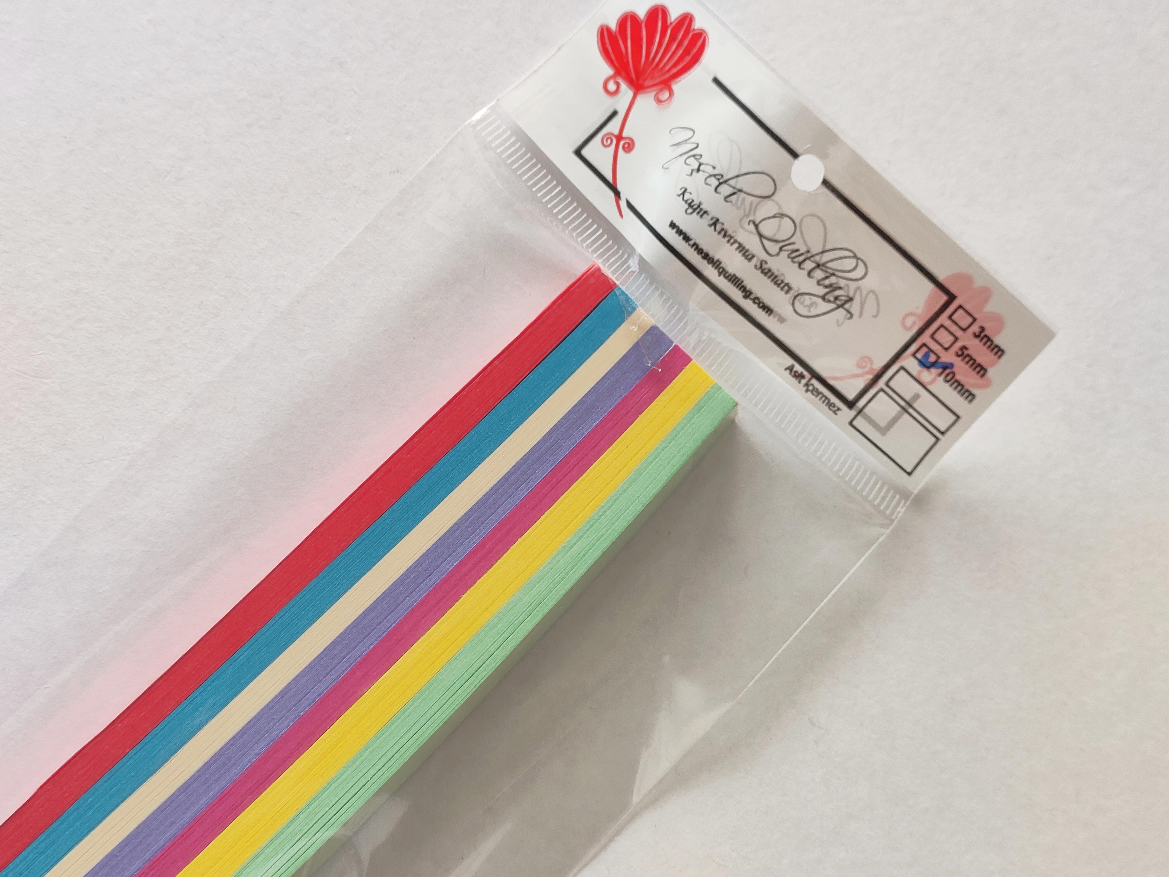 10mm MİNİ KARIŞIK 7 RENKLİ 175 ADET 25cm QUILLING KAĞIT ŞERİT