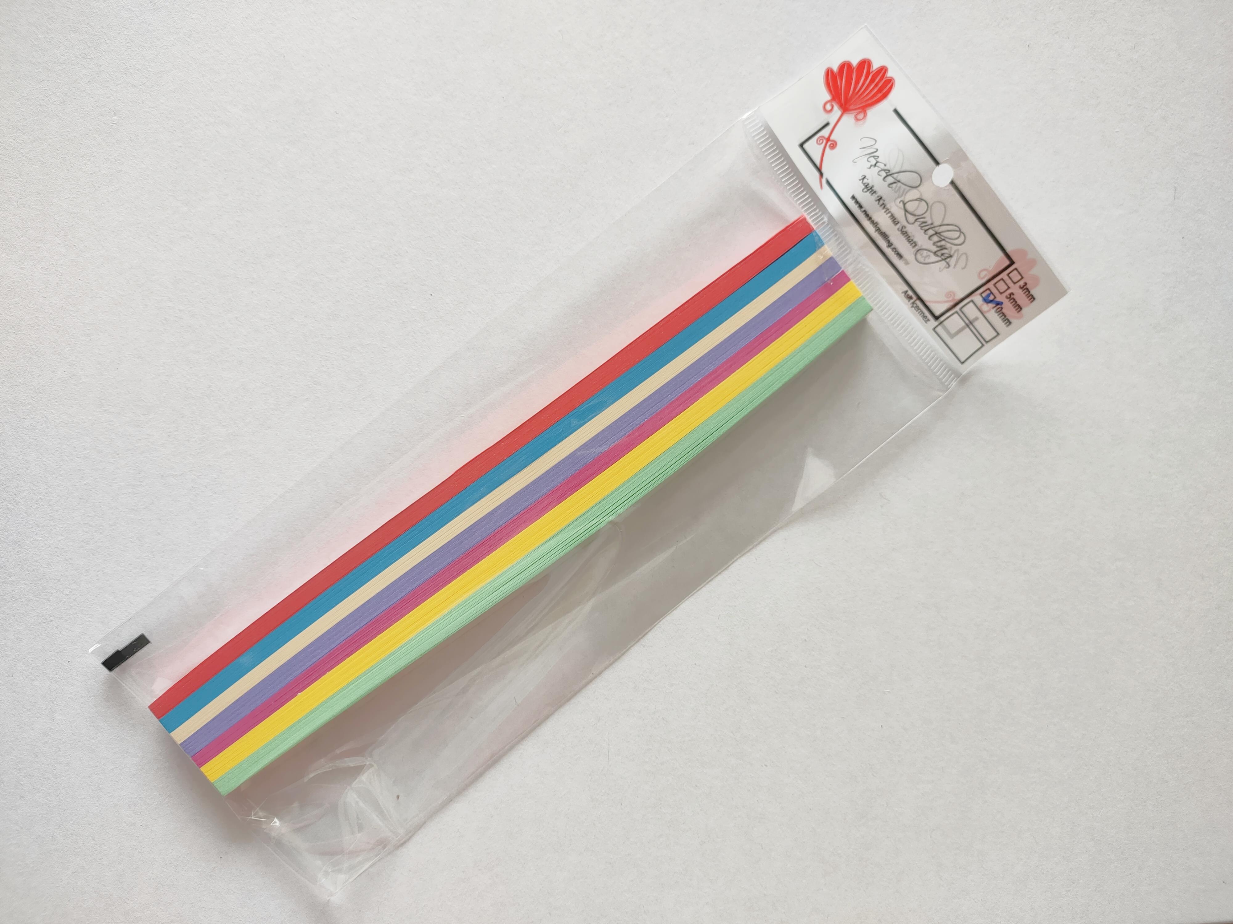 10mm MİNİ KARIŞIK 7 RENKLİ 175 ADET 25cm QUILLING KAĞIT ŞERİT