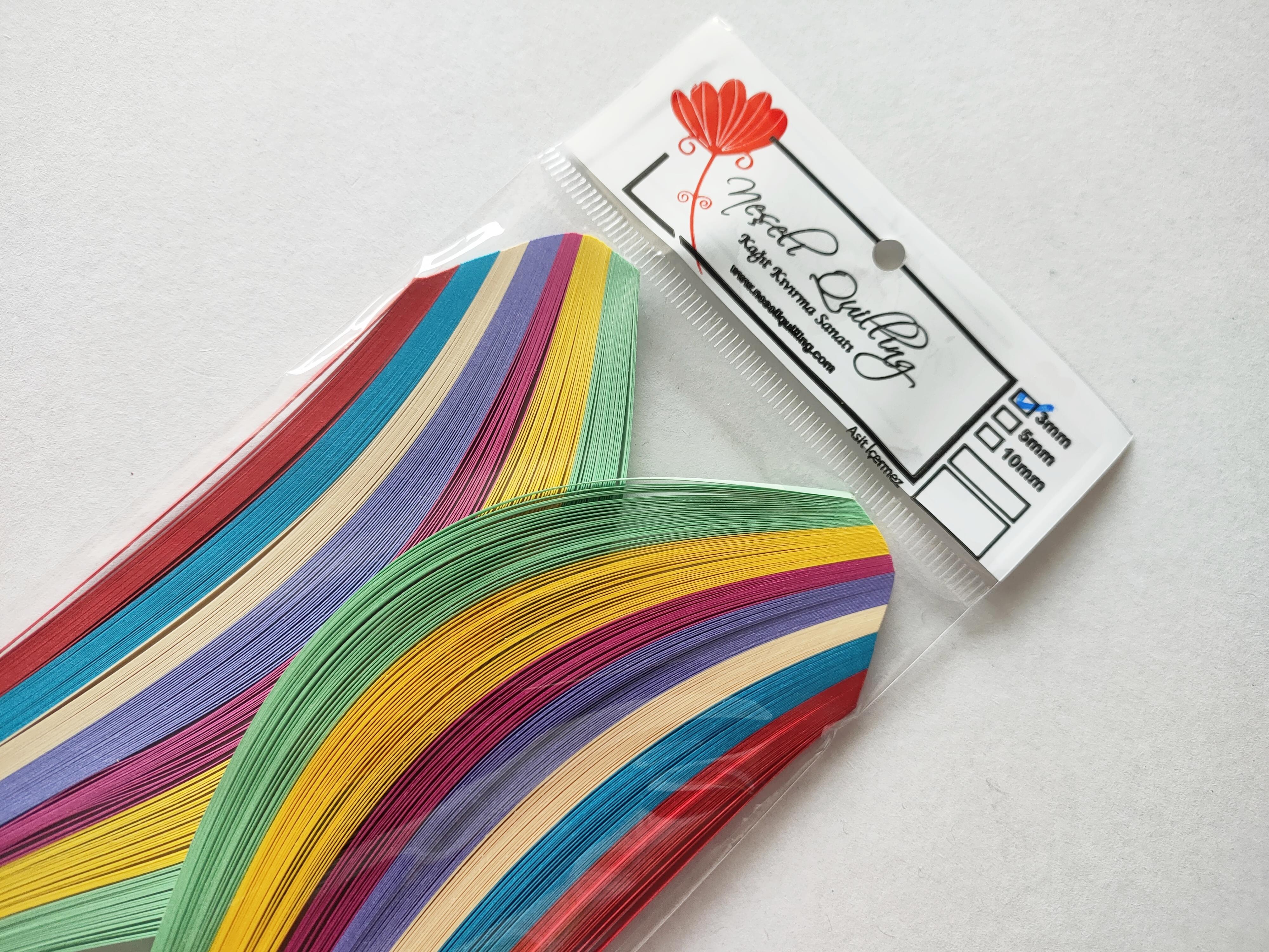 3mm  Karışık Renkli Quilling Kağıt Şerit
