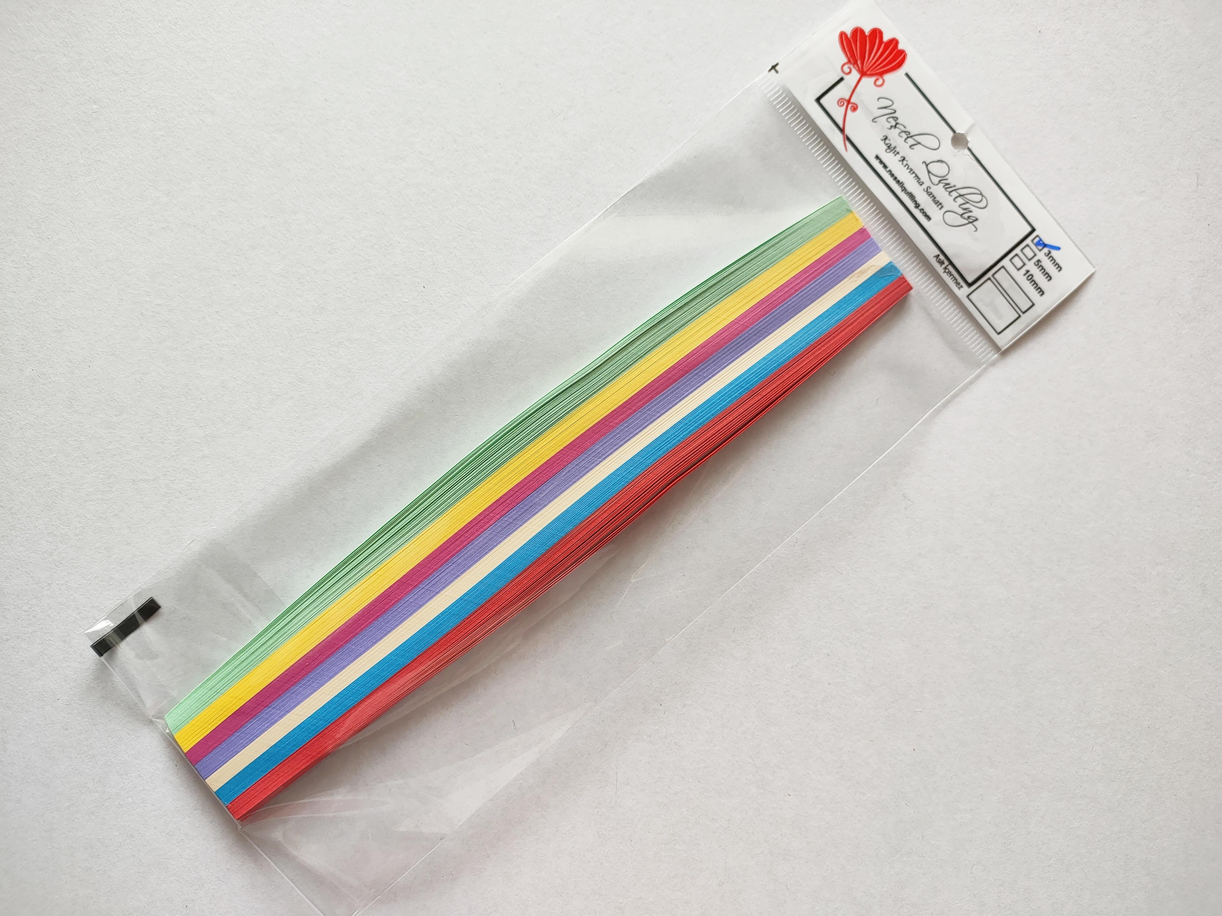 3mm MİNİ KARIŞIK 7 RENKLİ 175 ADET 25cm QUILLING KAĞIT ŞERİT