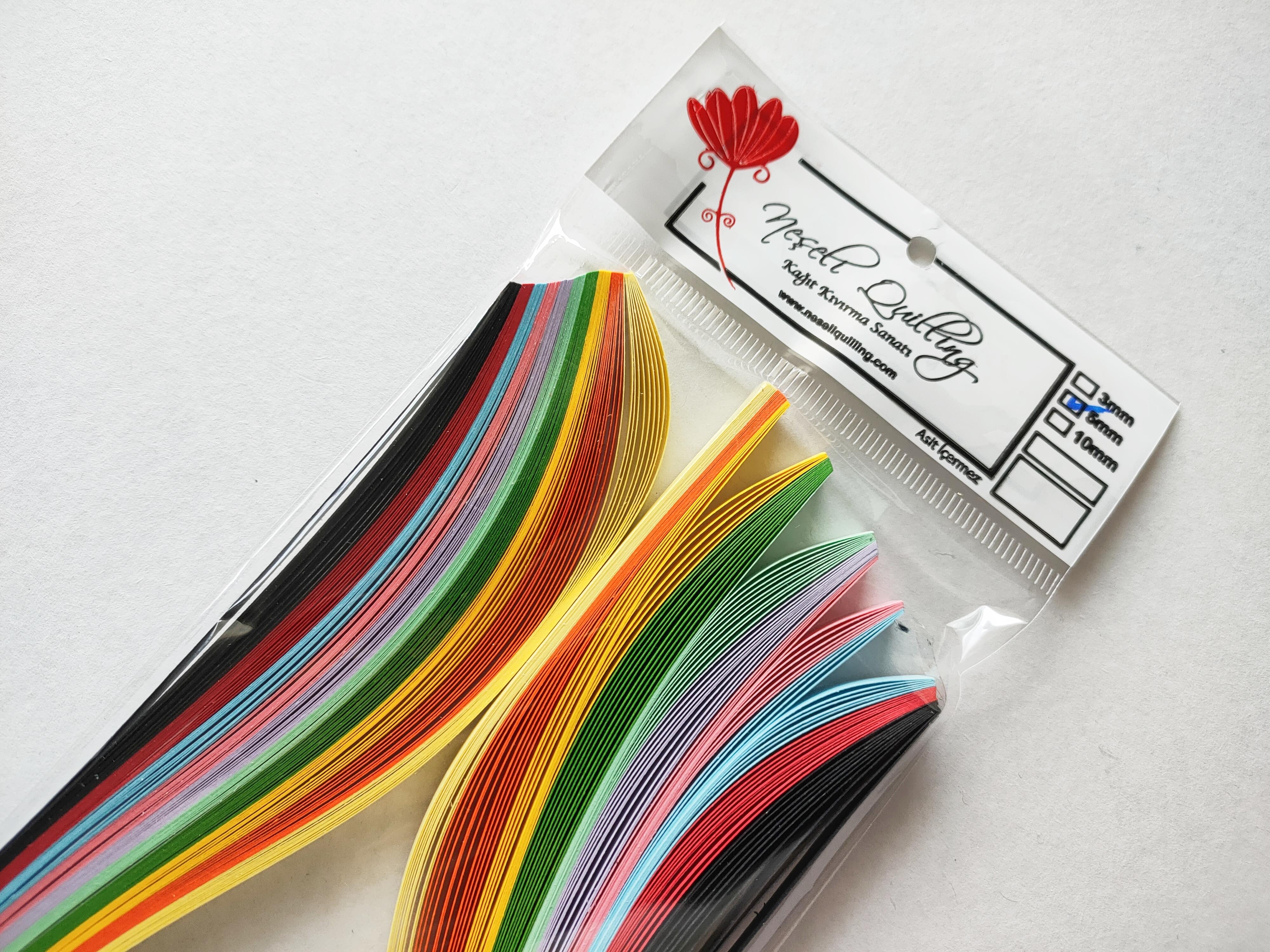 5mm  KARIŞIK 10 RENKLİ 100 ADET QUILLING KAĞIT ŞERİT