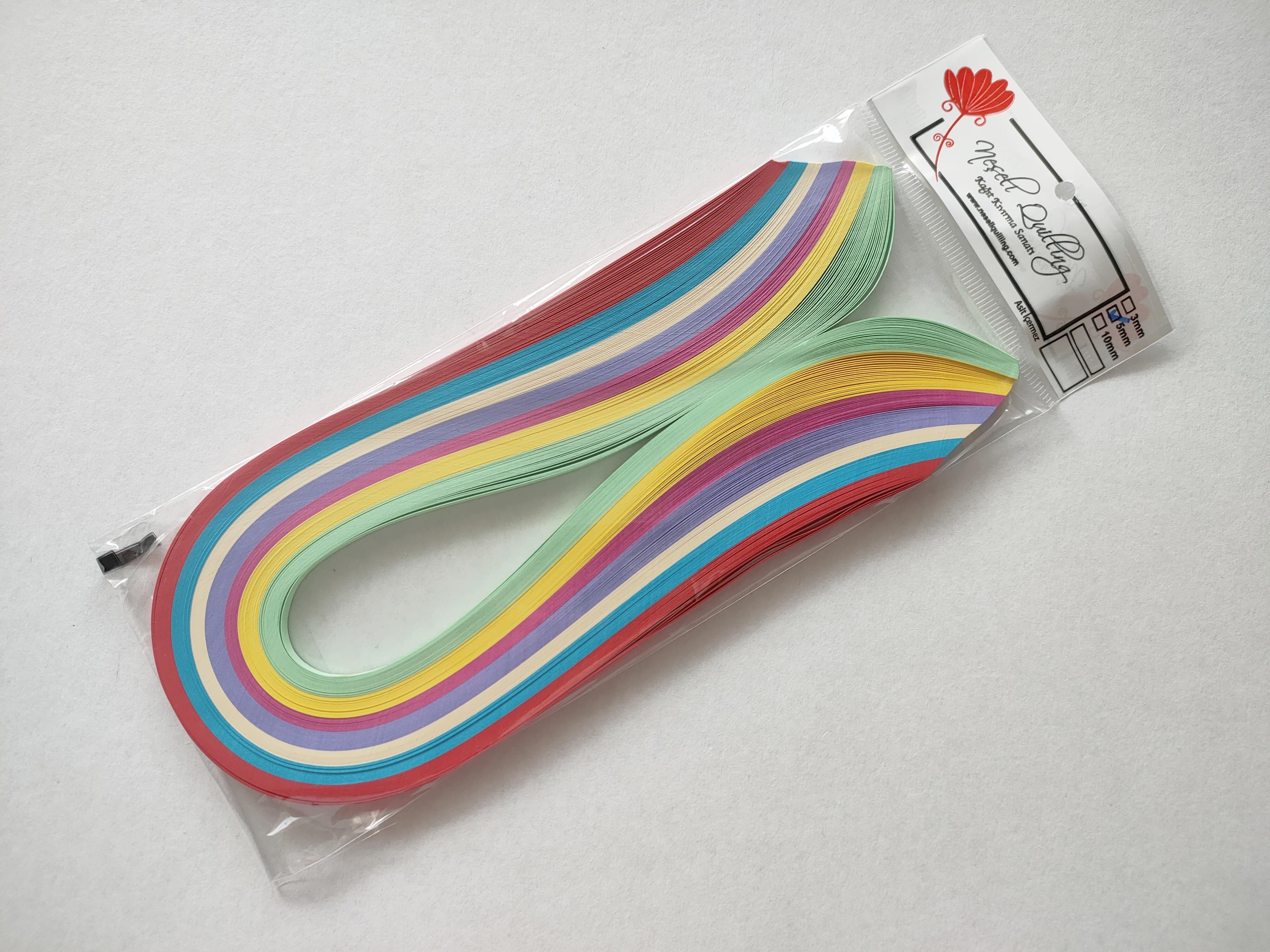 5mm KARIŞIK 7 RENKLİ 175 ADET QUILLING KAĞIT ŞERİT