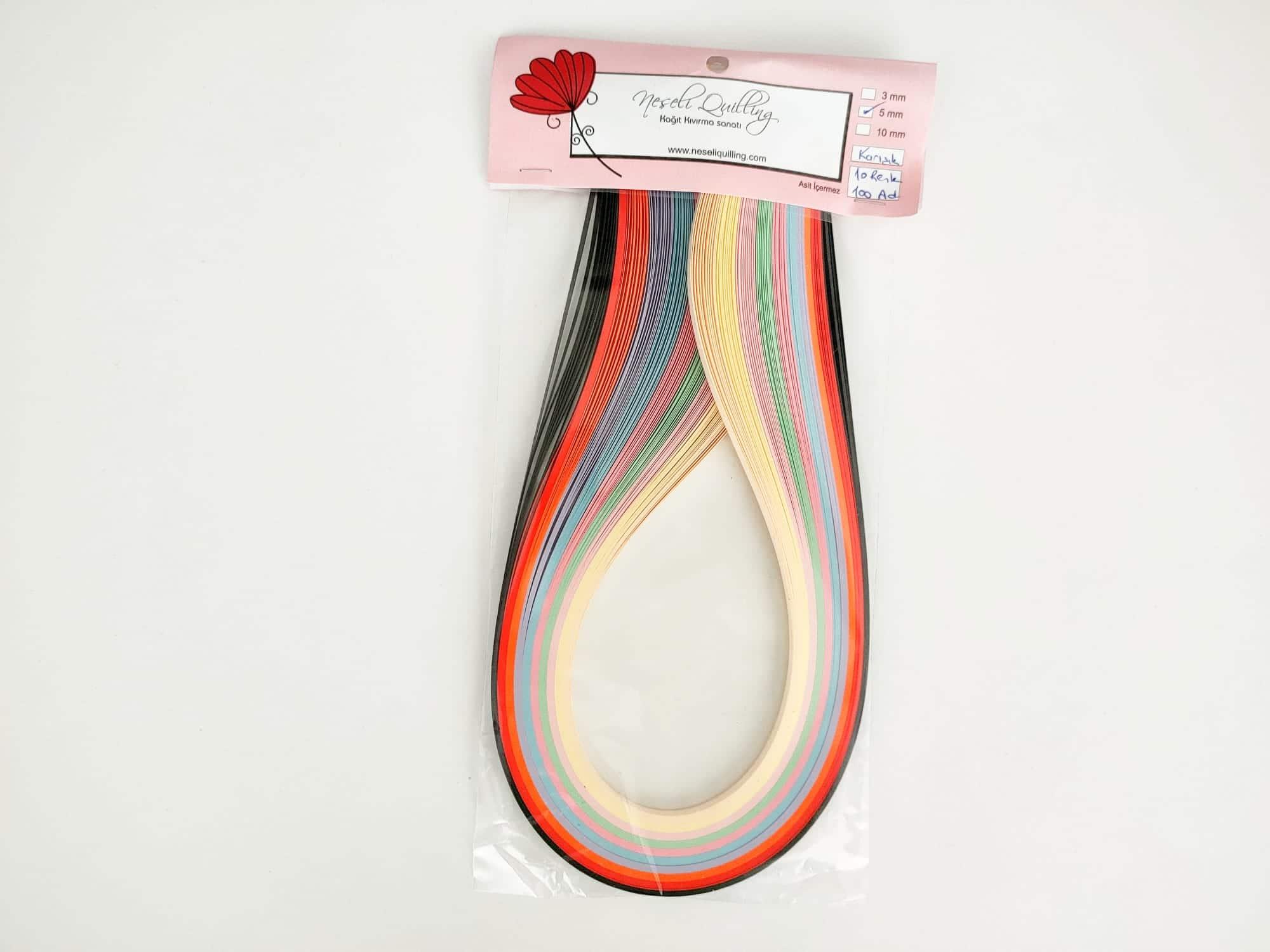 5mm Karışık Renkli Kağıt Şerit (100ad)