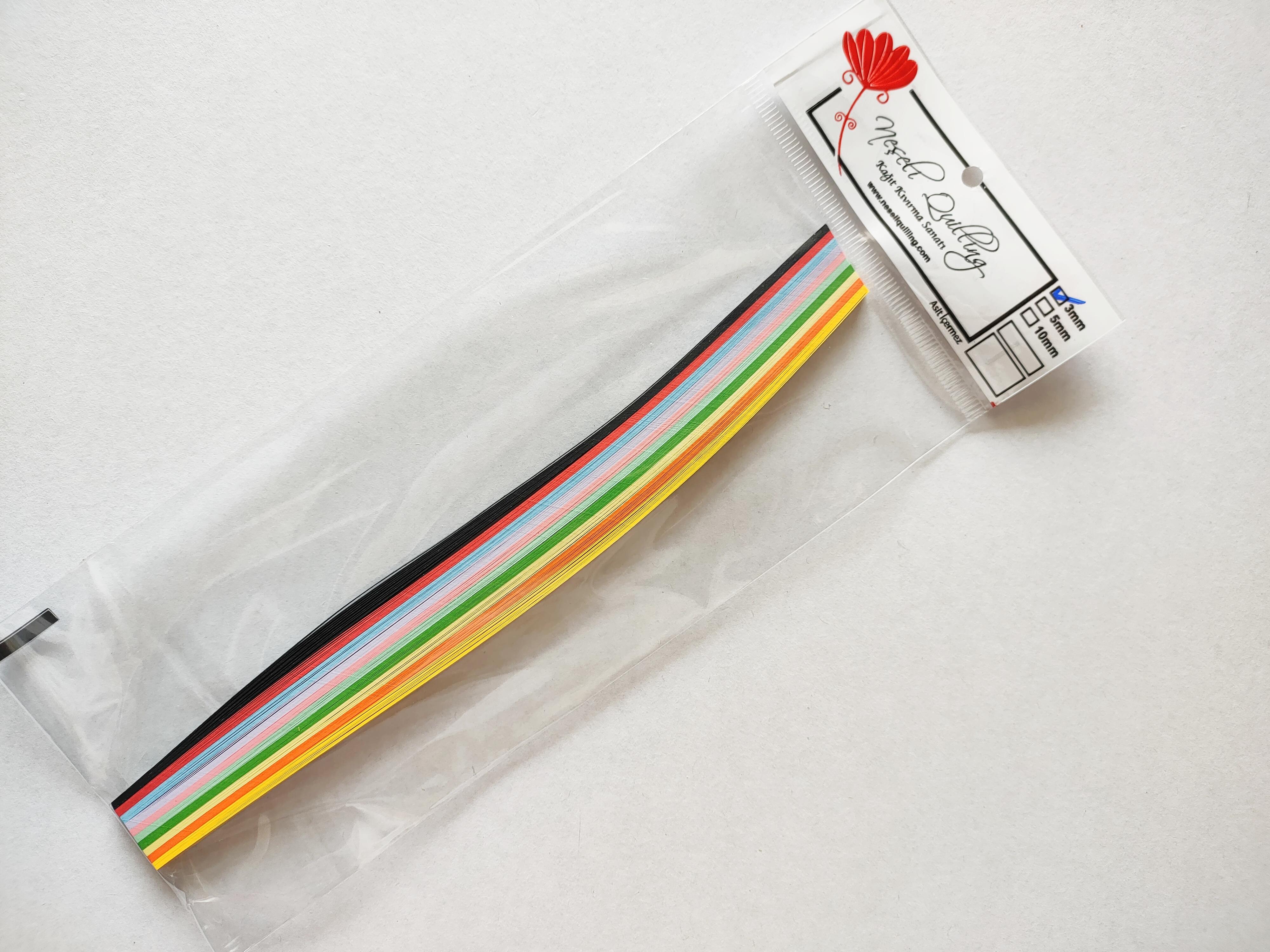 5mm MİNİ KARIŞIK  10 RENKLİ 100 ADET QUILLING KAĞIT ŞERİT