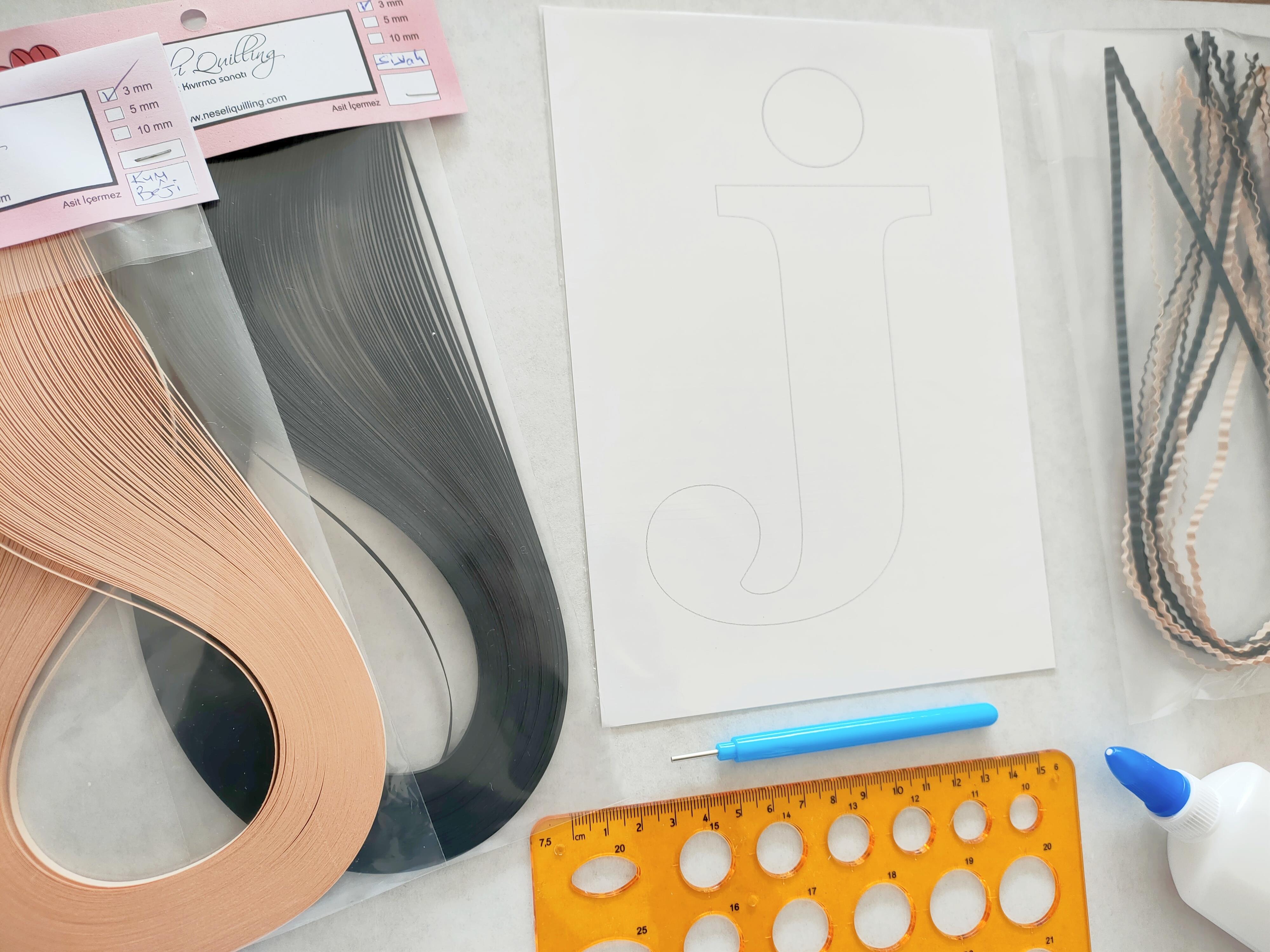 Quilling J Harfi VİDEOLU Başlangıç Kiti