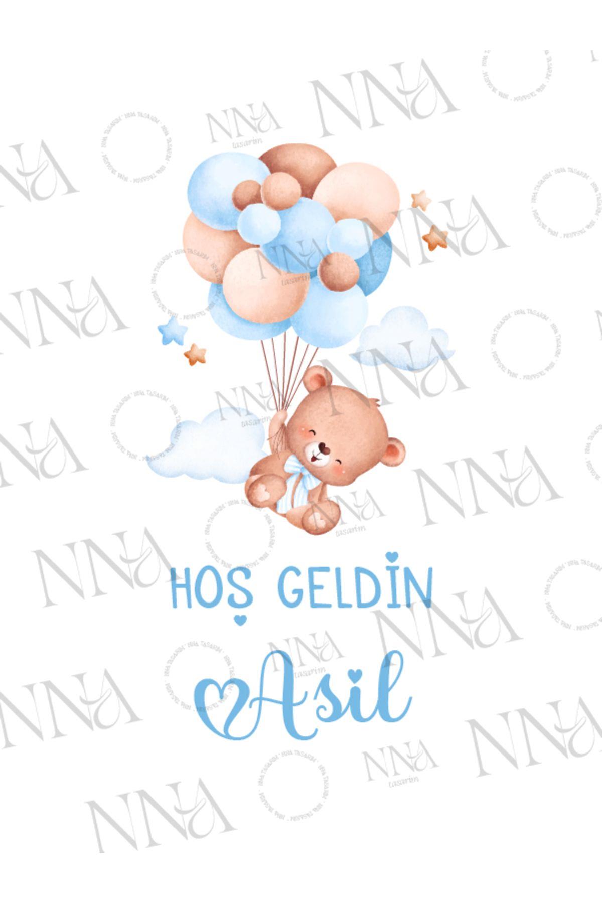 Ayıcık Figürlü Kumaş Dokulu Cepli Airlaid Erkek Bebk Mevlid Peçete |PABT17