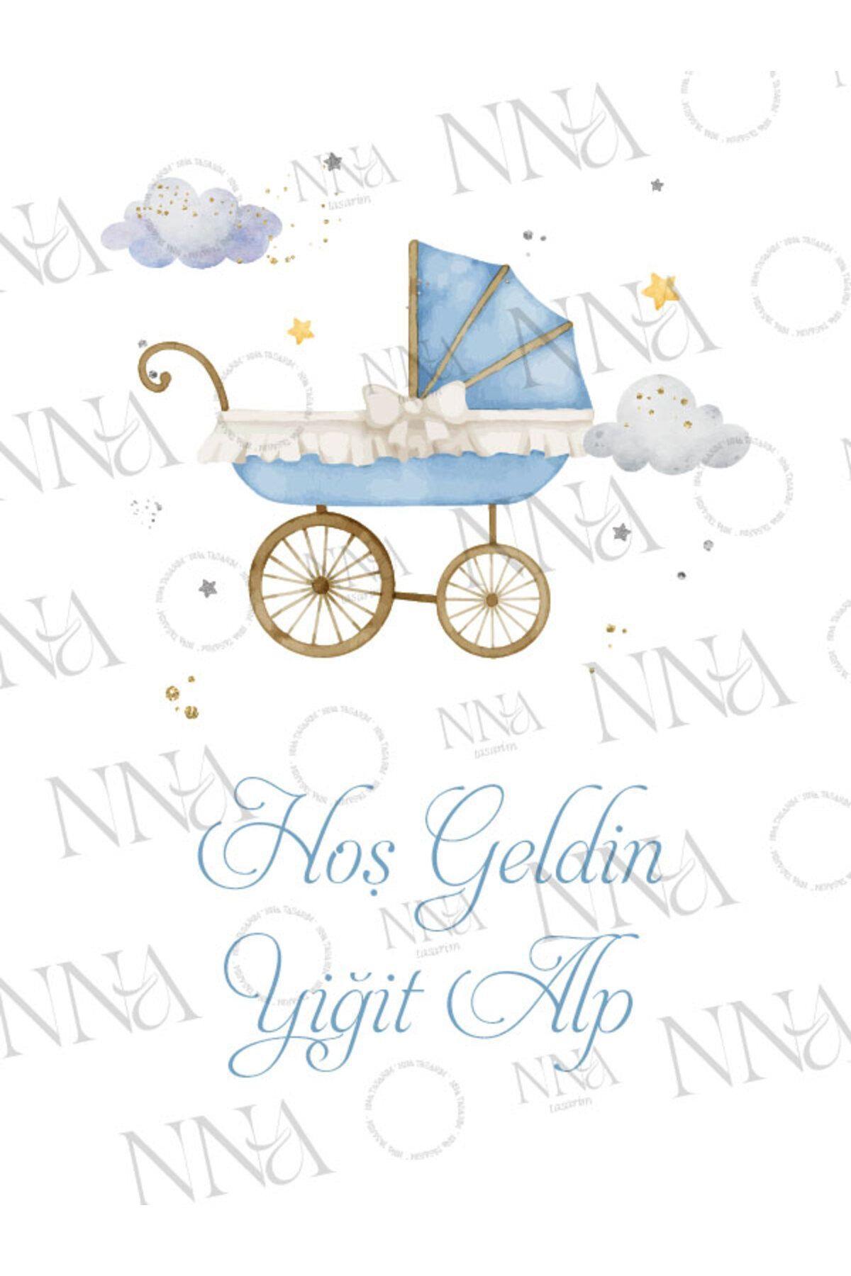 Bebek Arabası Detaylı Kumaş Dokulu Cepli Airlaid Bebek Mevlid Peçete | PABT98