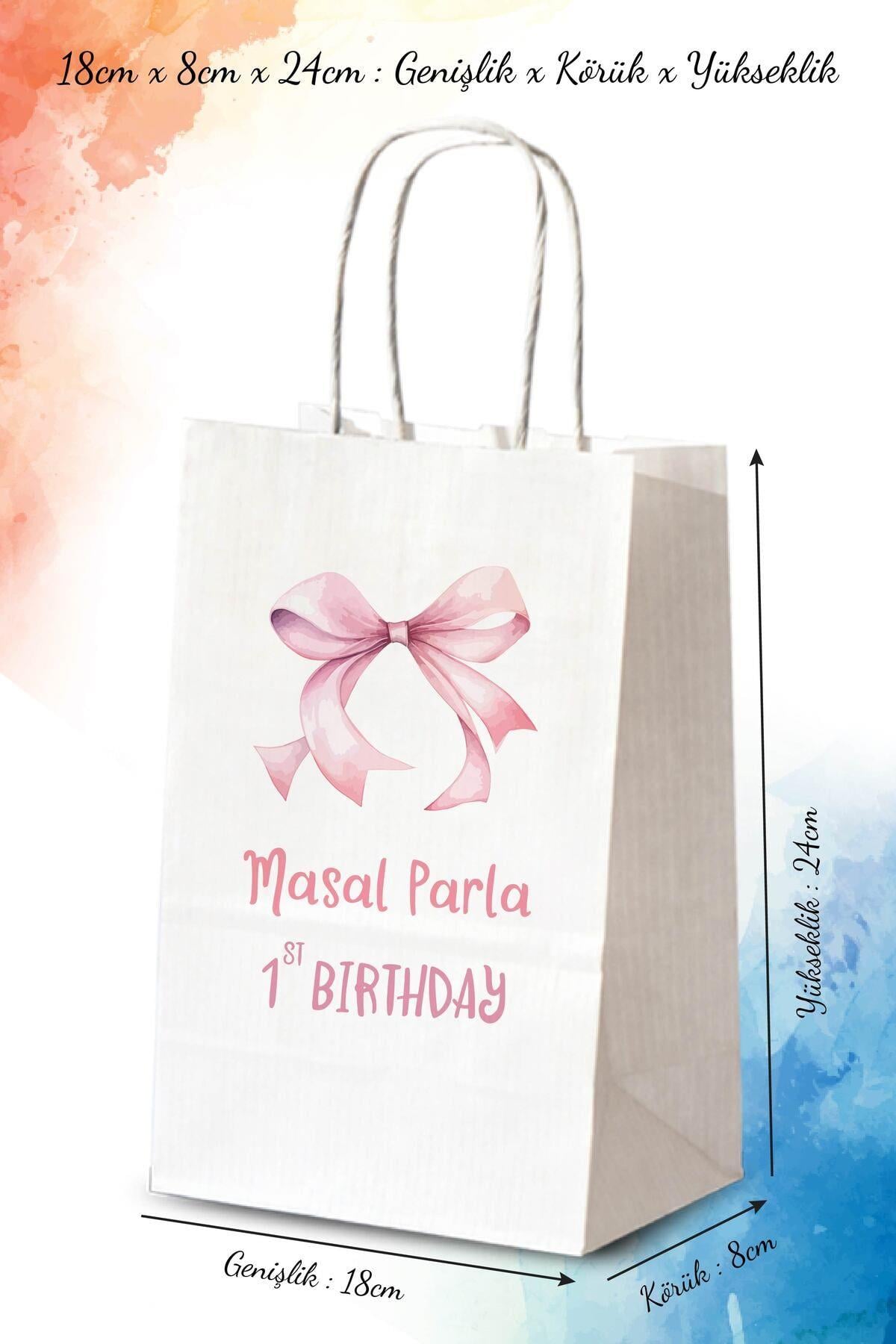 Kız Bebek Doğum Günü Hediyeliği Küçük Boy Kağıt Çanta | FİYONK | BKBT111