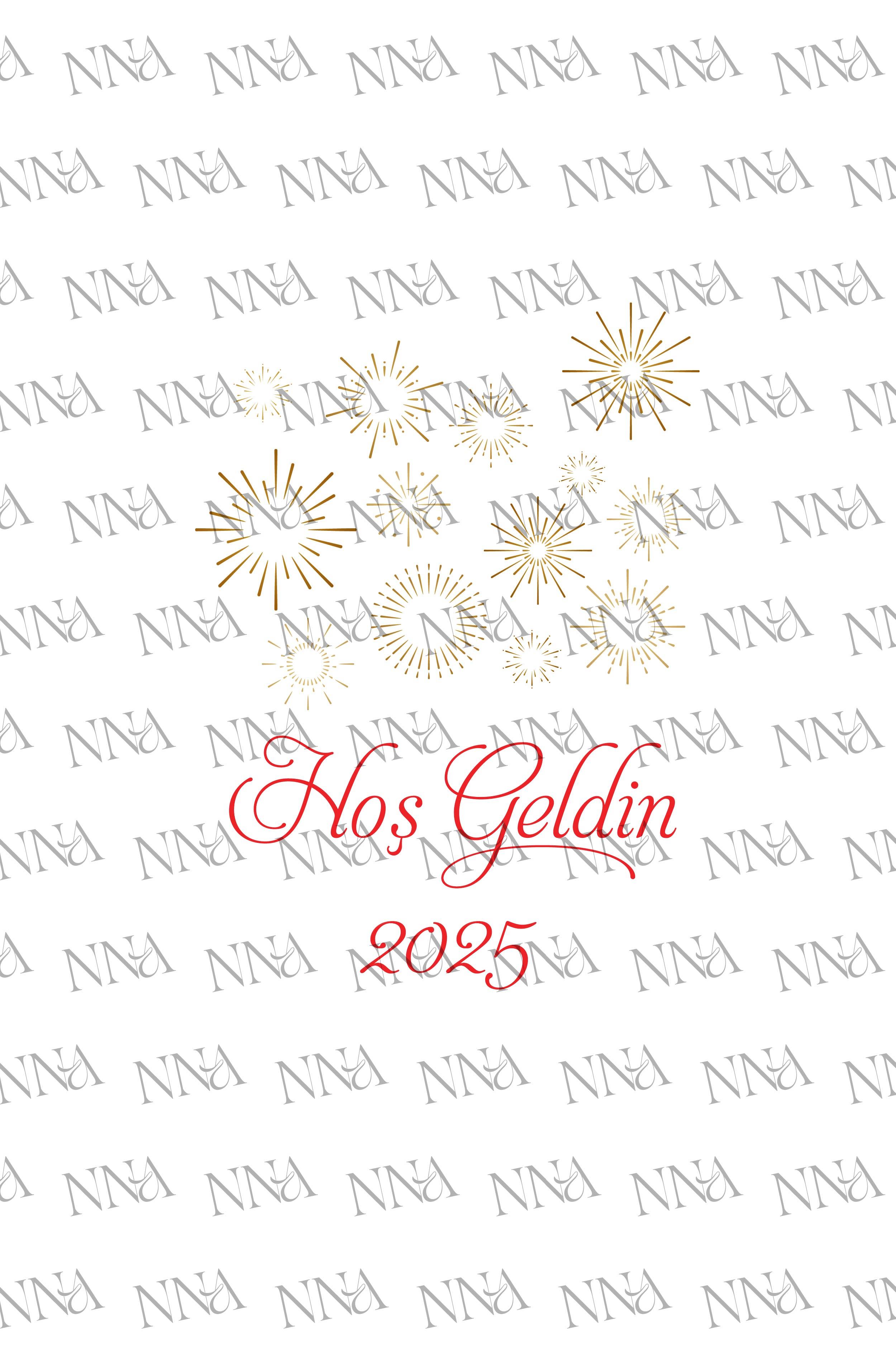 Hoş Geldin 2025 Kumaş Dokulu Cepli Airlaid Peçete | YILBAŞI | PABT62