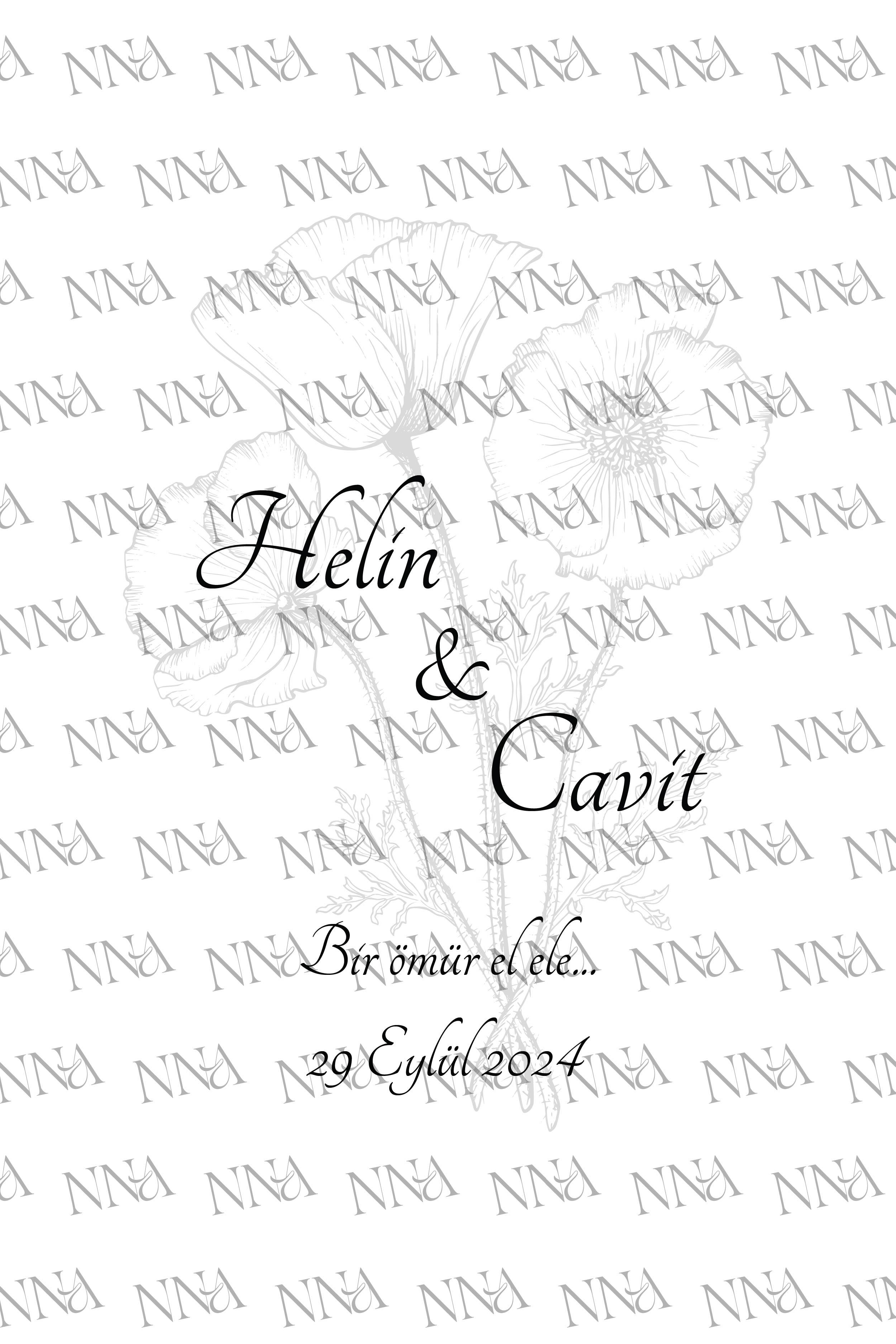 Kişiye Özel İsim Baskılı Kumaş Dokulu Cepli  Aırlaid Düğün Peçete | GELİNCİK | PABT108