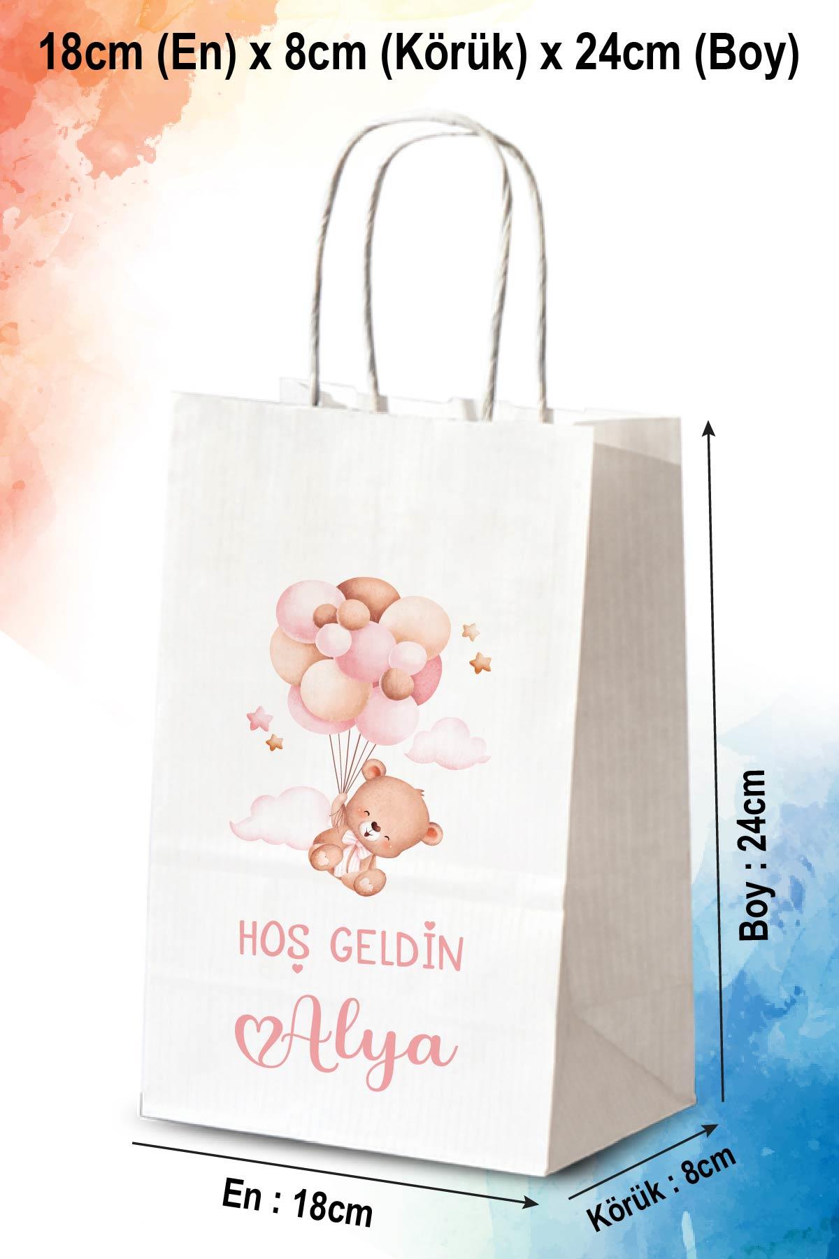 Kız Bebek Mevlid Hediyeliği Küçük Boy Kağıt Çanta | AYICIK | BKBT18