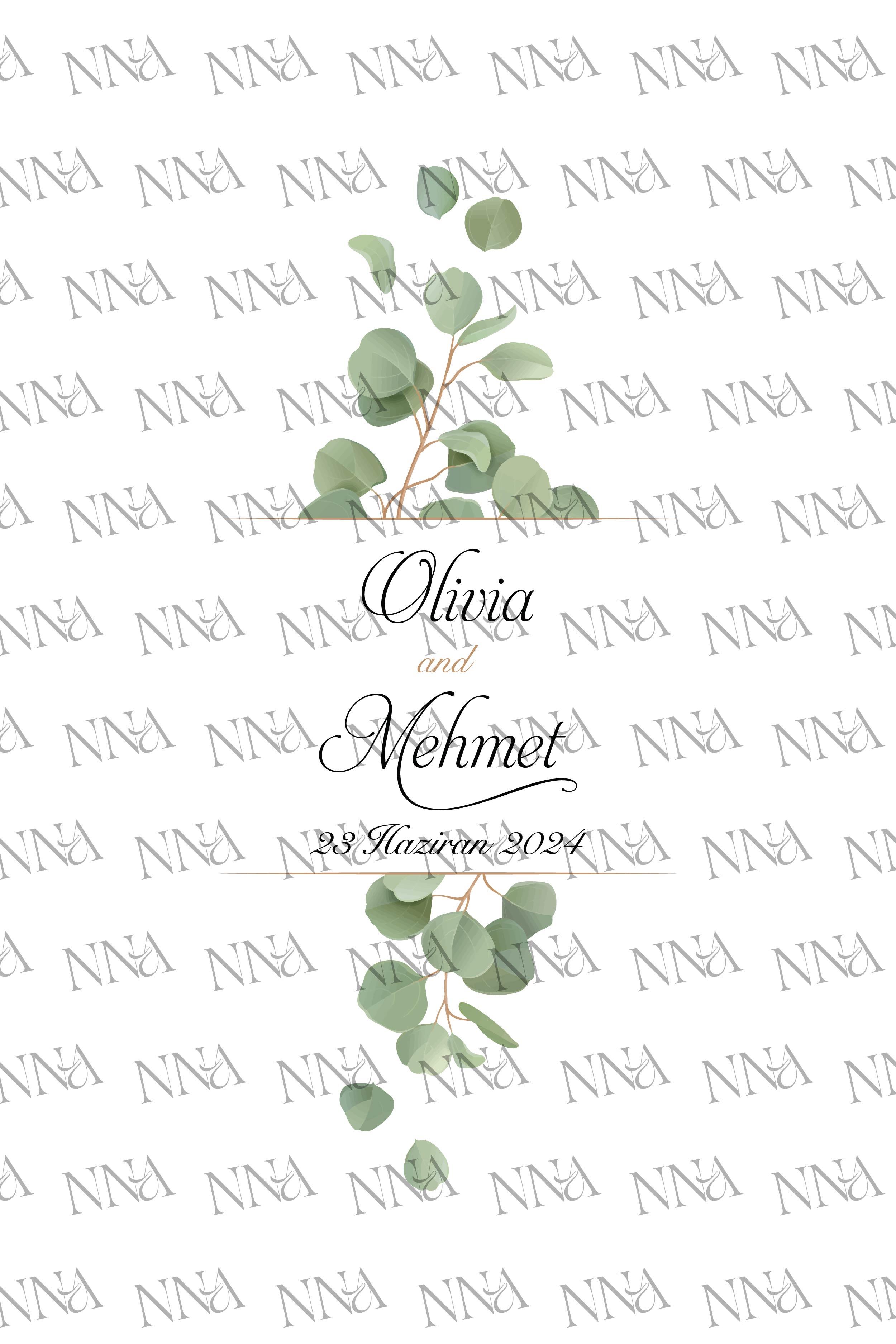 Kişiye Özel İsim Baskılı Düğün  Peçetesi | OLIVIA | PGBT109