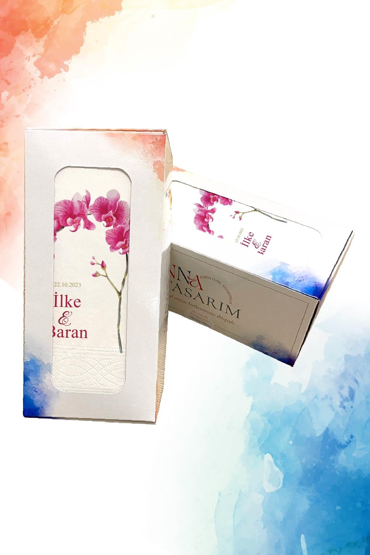 Kişiye Özel İsim Baskılı Düğün Peçete | ORKİDE | PGBT01