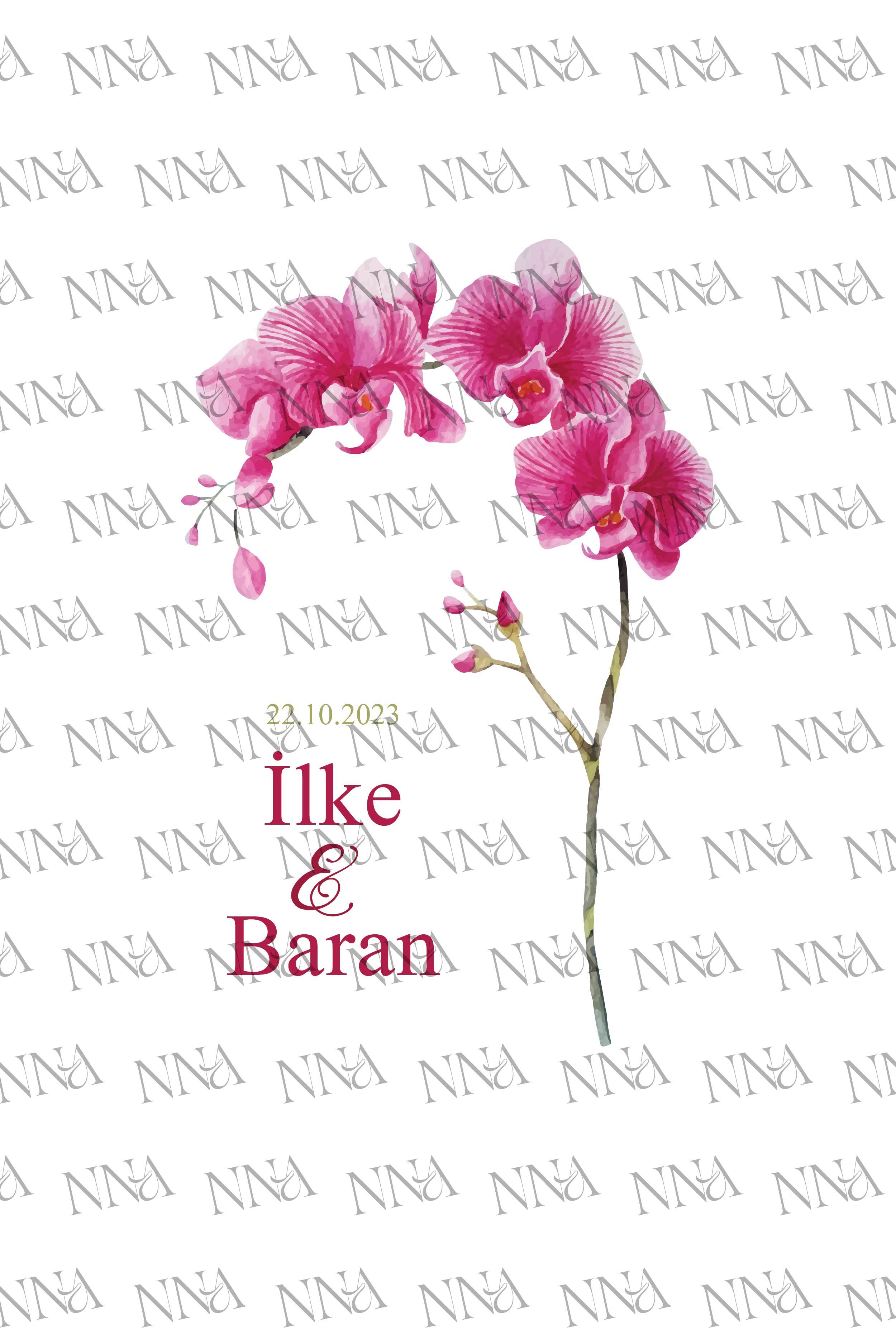 Kişiye Özel İsim Baskılı Kumaş Dokulu Cepli Airlaid Düğün Peçete | ORKİDE | PABT01