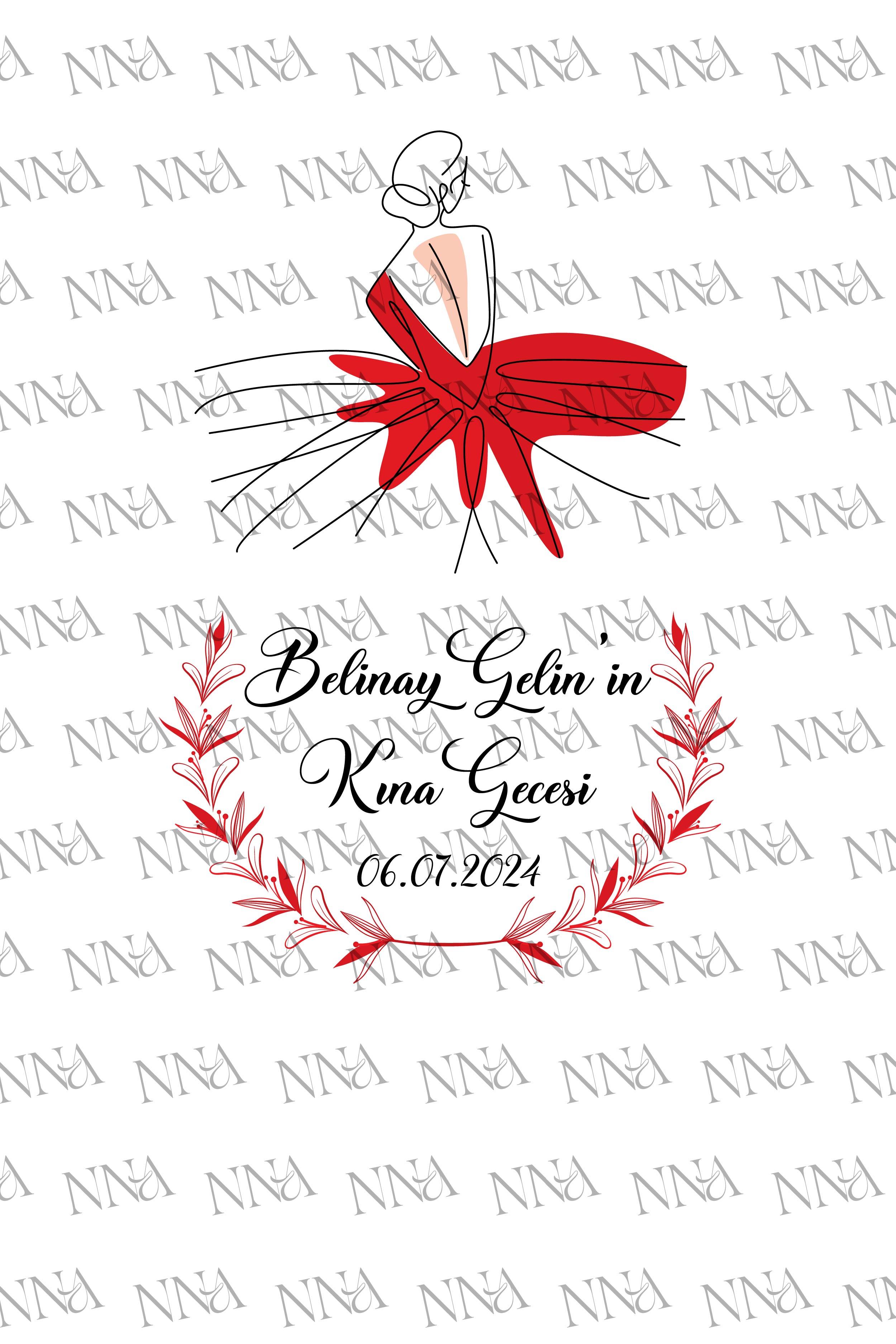 Gelin desenli cepli airlaid kına peçetesi | PABT02
