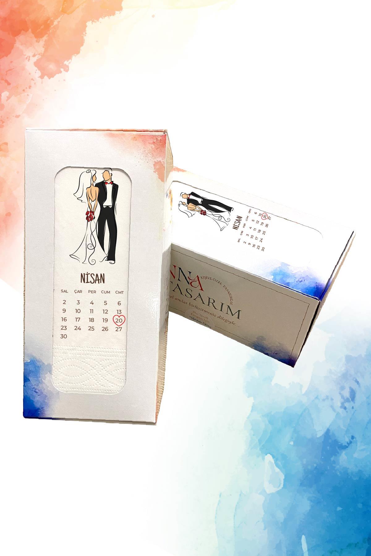 Kişiye Özel İsim Baskılı Düğün Peçete | TAKVİM | PGBT81