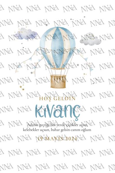 Balon Figürlü Kumaş Dokulu Cepli Airlaid Bebek Mevlid Peçete | PABT96