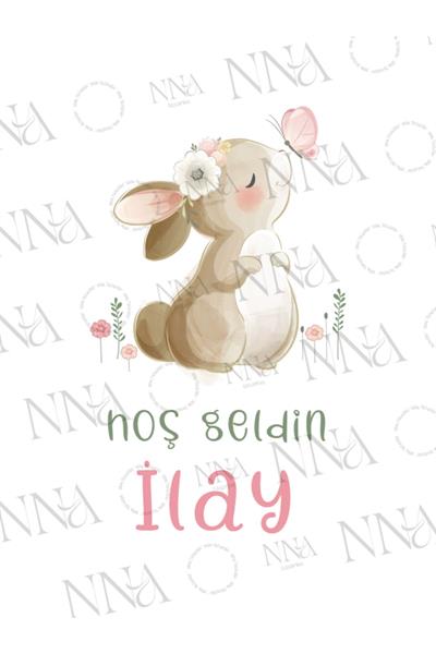 BUNNY  Kumaş Dokulu Cepli Airlaid Kız Bebek Mevlid Peçete | PABT68