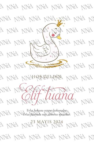 Kuğu Figürlü Kumaş Dokulu Cepli Airlaid Bebek Mevlid Peçete | PABT95