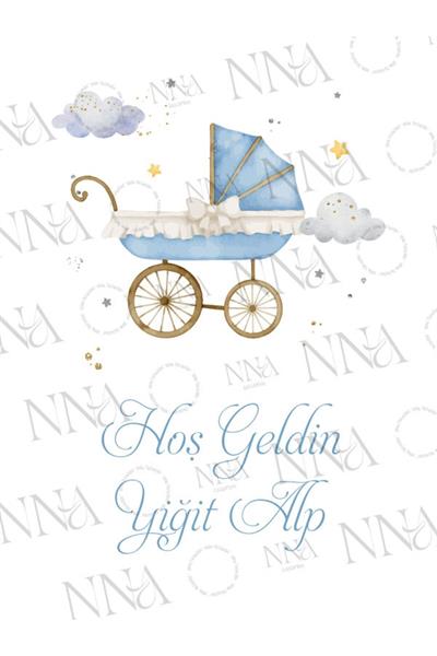 Bebek Arabası Detaylı Kumaş Dokulu Cepli Airlaid Bebek Mevlid Peçete | PABT98