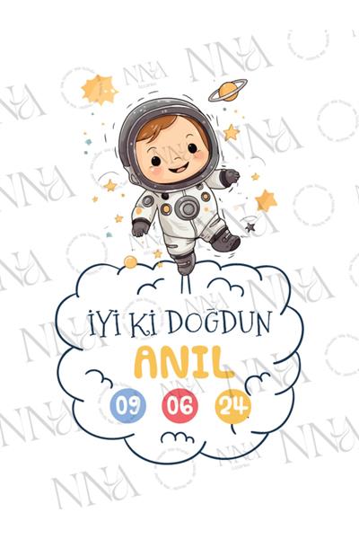 ASTRONOT Kumaş Dokulu Cepli Airlaid Doğum Günü Peçete | PABT60