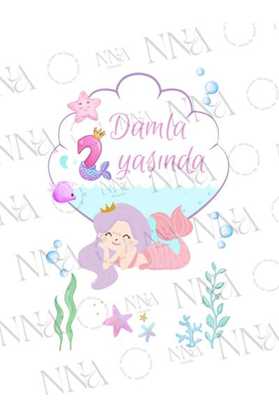 MERMAID Kumaş Dokulu Cepli Airlaid Doğum Günü Peçete | PABT82