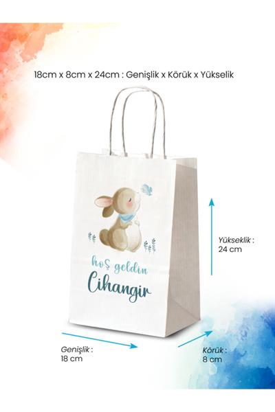 Erkek Bebek Mevlid Hediyeliği Küçük Boy Kağıt Çanta | BUNNY | BKBT75