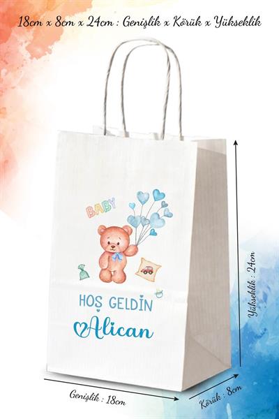 Ayıcık Figürlü Bebek mevlidi Hediyeliği Kağıt Çanta |BKBT69