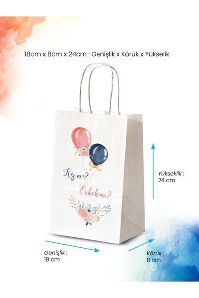 Cinsiyet Partisi Hediyeliği  Küçük Boy Kağıt Çanta | BALON | BKBT34