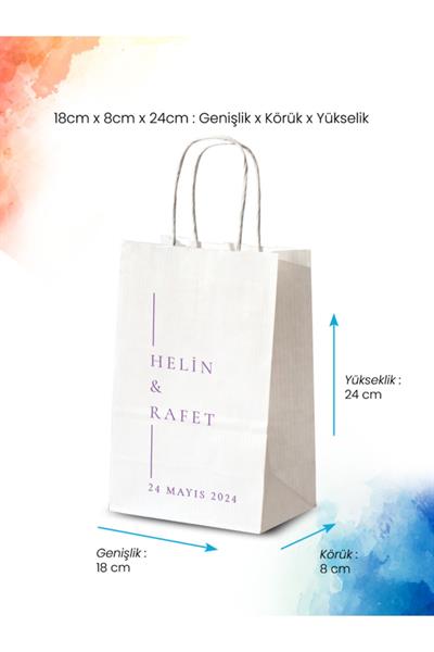 Kişiye Özel İsim Baskılı Düğün Hediyeliği Küçük Boy Kağıt Çanta | ELEGANT | BKBT104