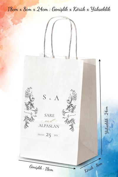 Kişiye Özel İsim Baskılı Düğün Hediyeliği Küçük Boy Kağıt Çanta | NOSTALJİ | BKBT107