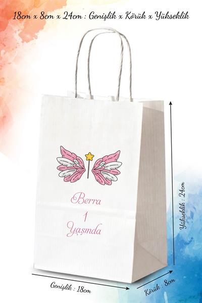 Kız Bebek Doğum Günü Hediyeliği Küçük Boy Kağıt Çanta | PERİ | BKBT97