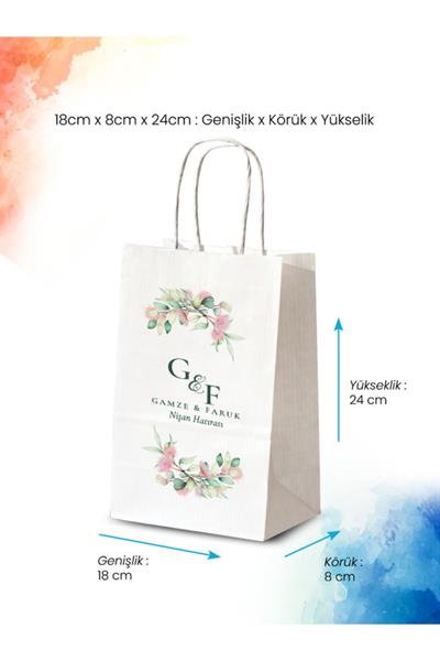 Nişan Hediyeliği Küçük Boy Kağıt Çanta | ÇİÇEK | BKBT28