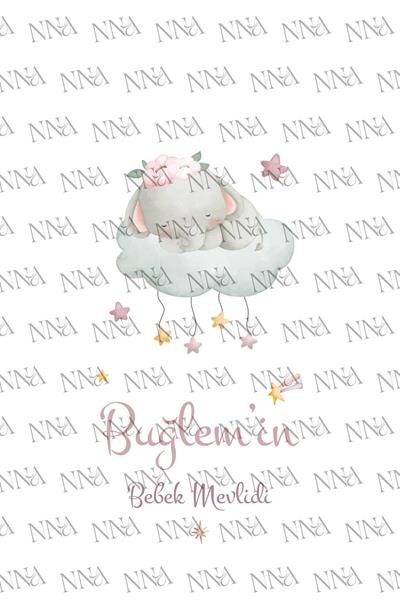 Kız Bebek Mevlid Hediyeliği Küçük Boy Kağıt Çanta | FİL & BULUT | BKBT94