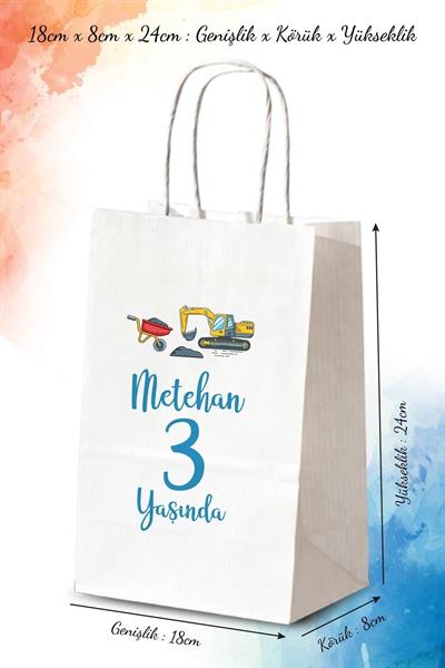 İnşaat Temalı Doğum Günü Hediyeliği Kağıt Çanta | BKBT128