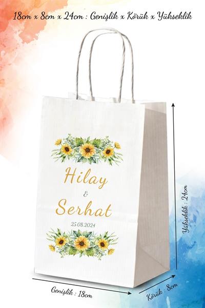 Kişiye Özel İsim Baskılı Düğün Hediyeliği Kağıt Çanta |PAPATYA | BKBT31